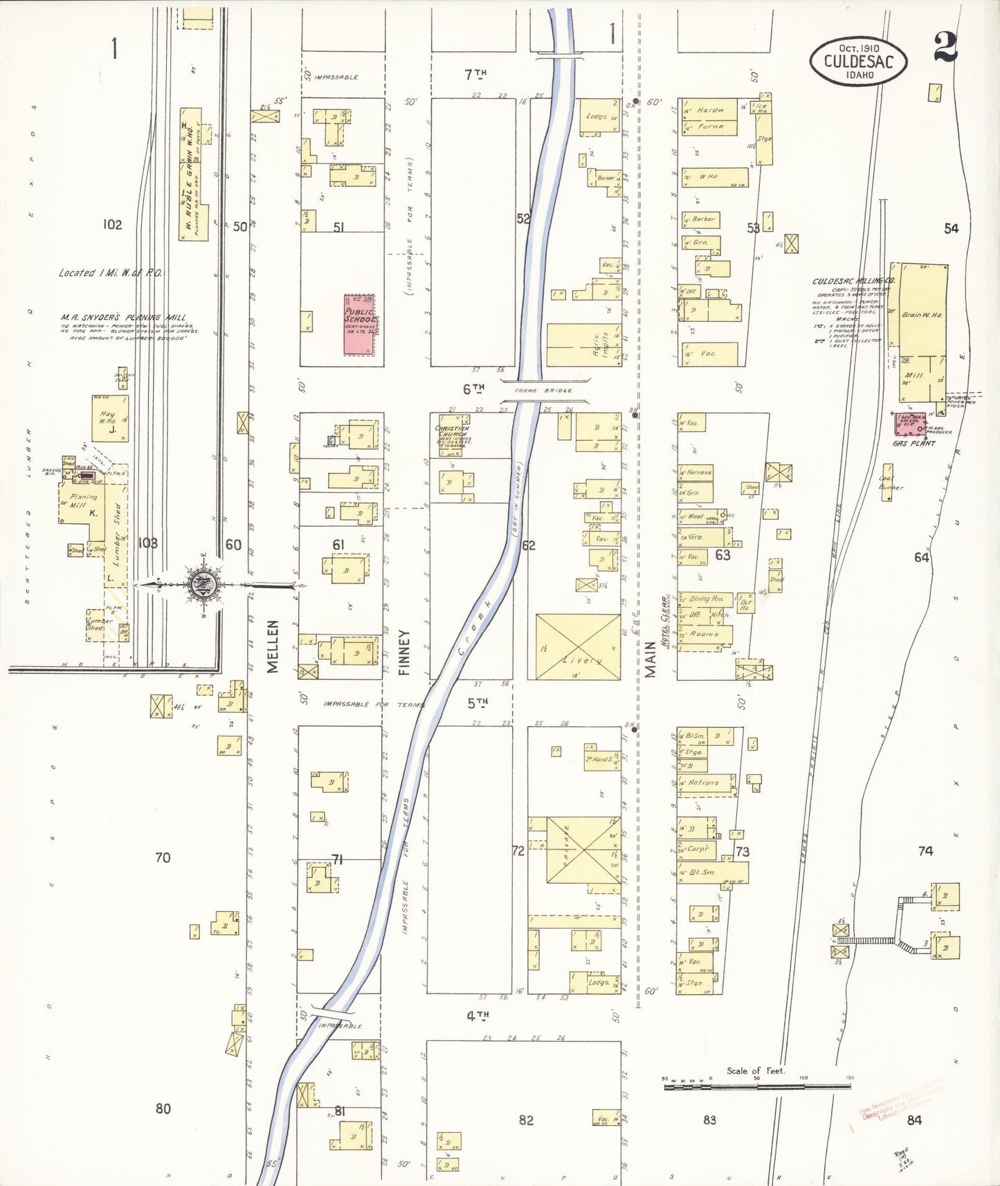 Sanborn Fire Insurance Map from Culdesac, Nez Perce County, Idaho (1910), Sheet #0002 - Complete Map Set gallery image, historic Sanborn map, vintage wall art, Idaho Idaho