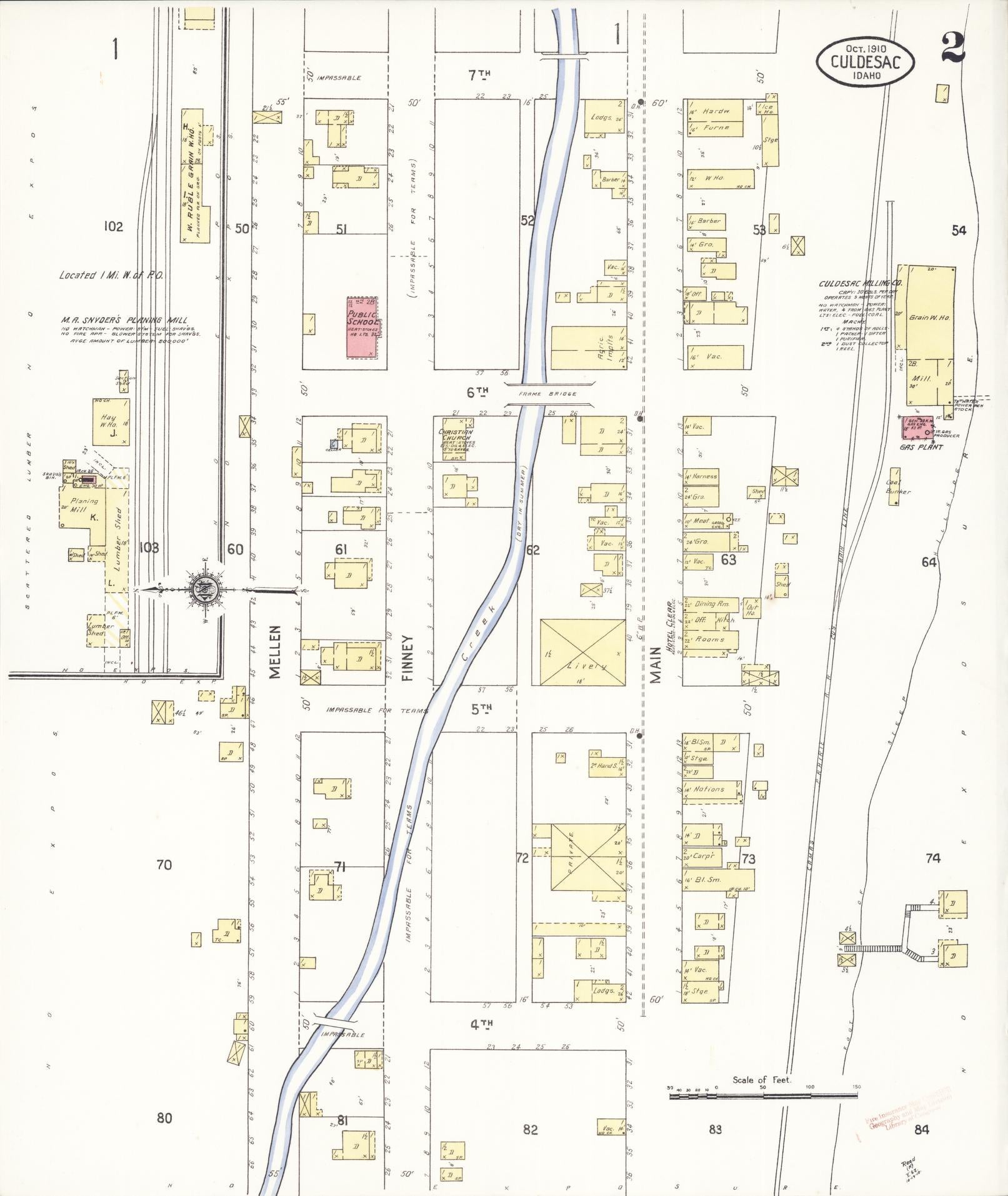 Sanborn Fire Insurance Map from Culdesac, Nez Perce County, Idaho (1910), Sheet #0002 - Complete Map Set gallery image, historic Sanborn map, vintage wall art, Idaho Idaho