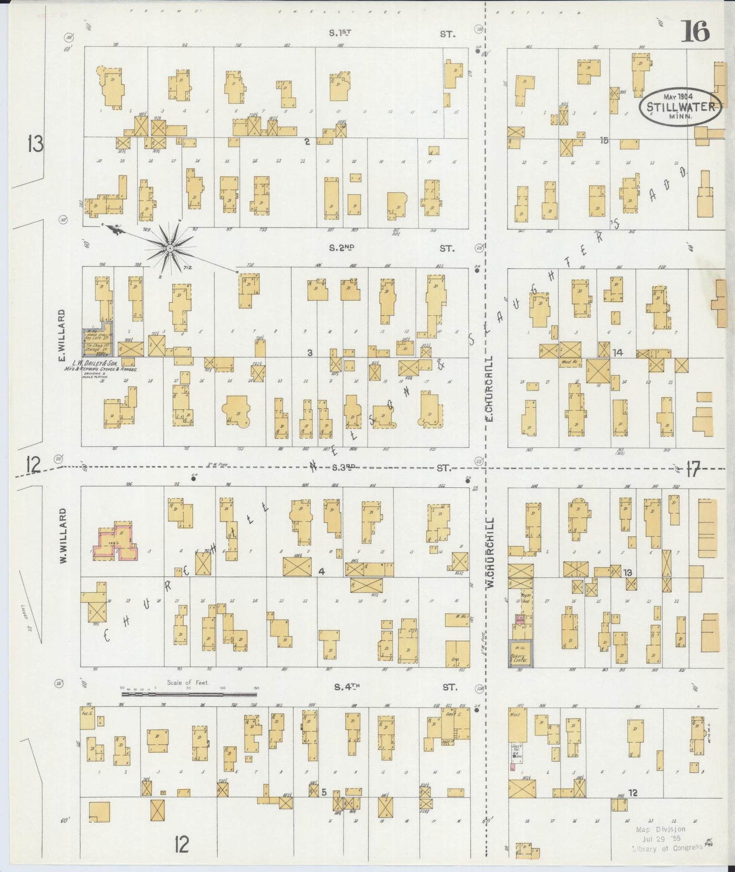 Sanborn Fire Insurance Map from Stillwater, Washington County, Minnesota (1904), Sheet #0016 - Complete Map Set gallery image, historic Sanborn map, vintage wall art, Minnesota Minnesota