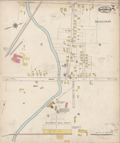 Sanborn Fire Insurance Map from Bridgewater, Plymouth County, Massachusetts (1921), Sheet #0002 - Historic Sanborn Fire Insurance Map Print, vintage old map wall art, antique decor, genealogy gift, Massachusetts Massachusetts map
