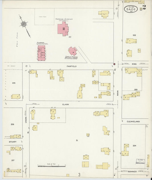 Sanborn Fire Insurance Map from Saco, York County, Maine (1912), Sheet #0002 - Complete Map Set gallery image, historic Sanborn map, vintage wall art, Maine Maine