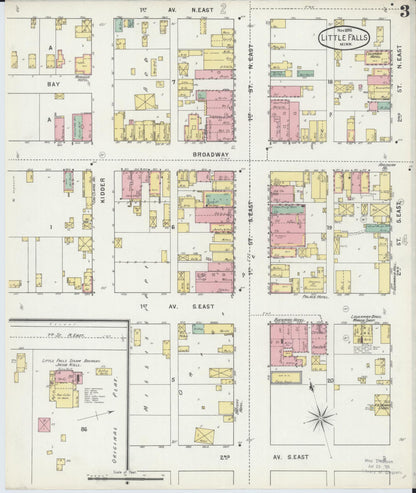 Sanborn Fire Insurance Map from Little Falls, Morrison County, Minnesota (1895), Sheet #0003 - Complete Map Set gallery image, historic Sanborn map, vintage wall art, Minnesota Minnesota