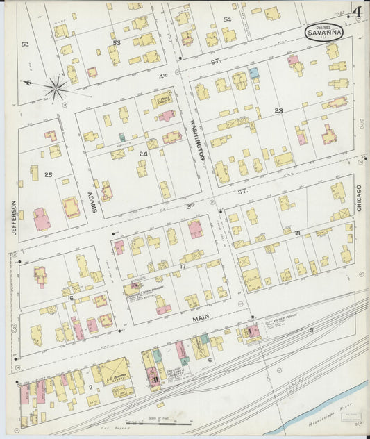 Sanborn Fire Insurance Map from Savanna, Carroll County, Illinois (1892), Sheet #0004 - Historic Sanborn Fire Insurance Map Print, vintage old map wall art, antique decor, genealogy gift, Illinois Illinois map