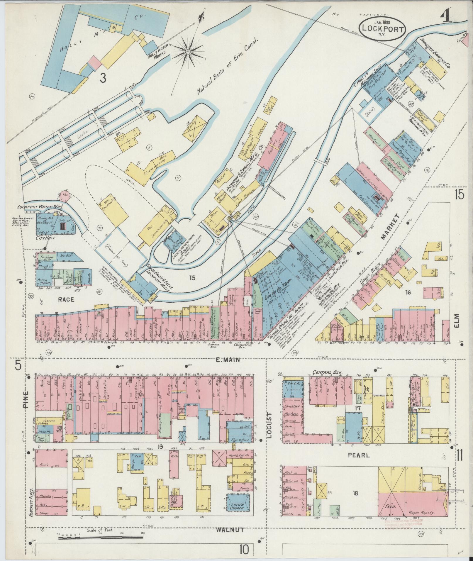 Sanborn Fire Insurance Map from Lockport, Niagara County, New York (1898), Sheet #0004 - Complete Map Set gallery image, historic Sanborn map, vintage wall art, New York New York
