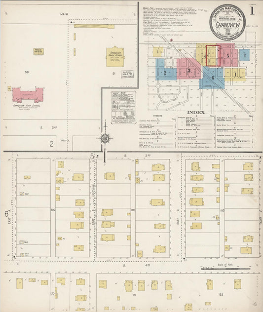 Sanborn Fire Insurance Map from Grandview, Yakima County, Washington (1920), Sheet #0001 - Complete Map Set gallery image, historic Sanborn map, vintage wall art, Washington Washington