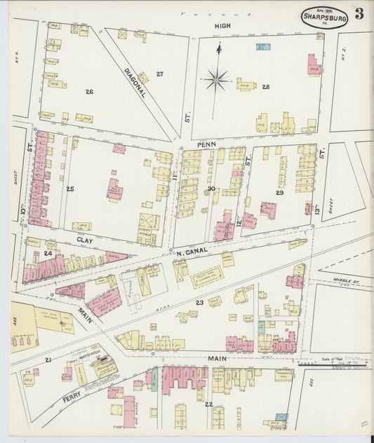 Sanborn Fire Insurance Map from Sharpsburg, Allegheny County, Pennsylvania (1891), Sheet #0003 - Historic Sanborn Fire Insurance Map Print, vintage old map wall art, antique decor, genealogy gift, Pennsylvania Pennsylvania map