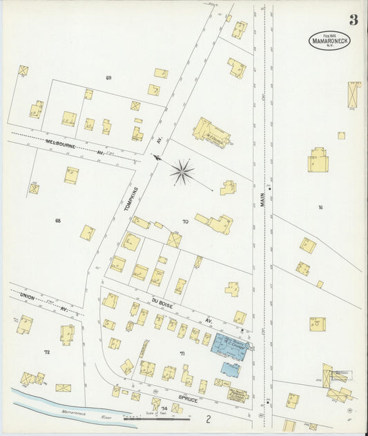 Sanborn Fire Insurance Map from Mamaroneck, Westchester County, New York (1902), Sheet #0003 - Historic Sanborn Fire Insurance Map Print, vintage old map wall art, antique decor, genealogy gift, New York New York map