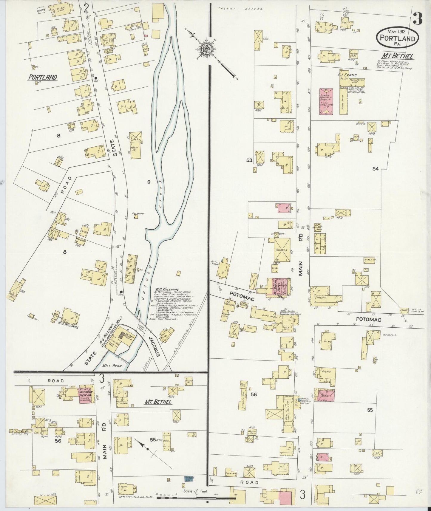 Sanborn Fire Insurance Map from Portland, Northampton County, Pennsylvania (1912), Sheet #0003 - Complete Map Set gallery image, historic Sanborn map, vintage wall art, Pennsylvania Pennsylvania