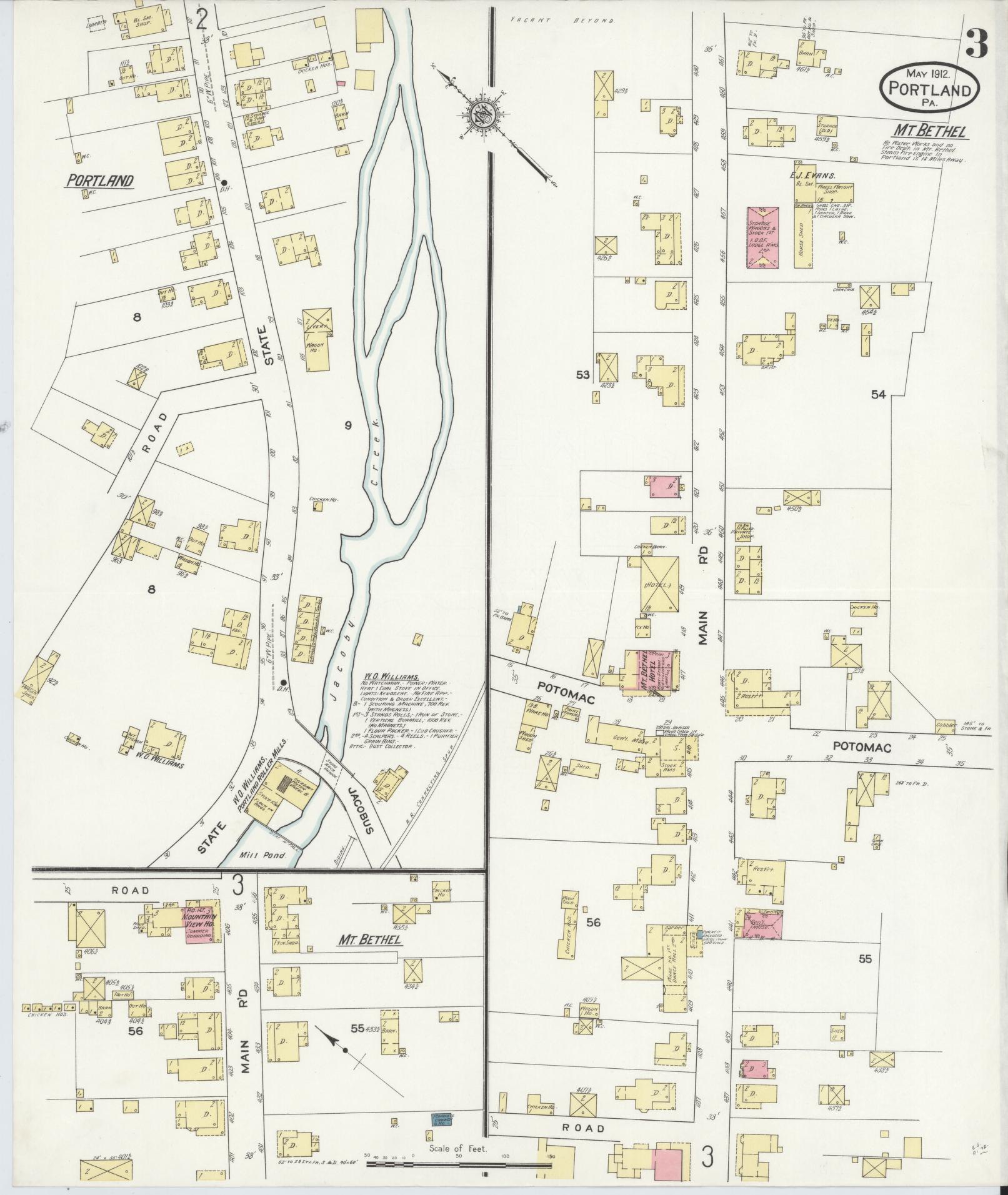 Sanborn Fire Insurance Map from Portland, Northampton County, Pennsylvania (1912), Sheet #0003 - Complete Map Set gallery image, historic Sanborn map, vintage wall art, Pennsylvania Pennsylvania