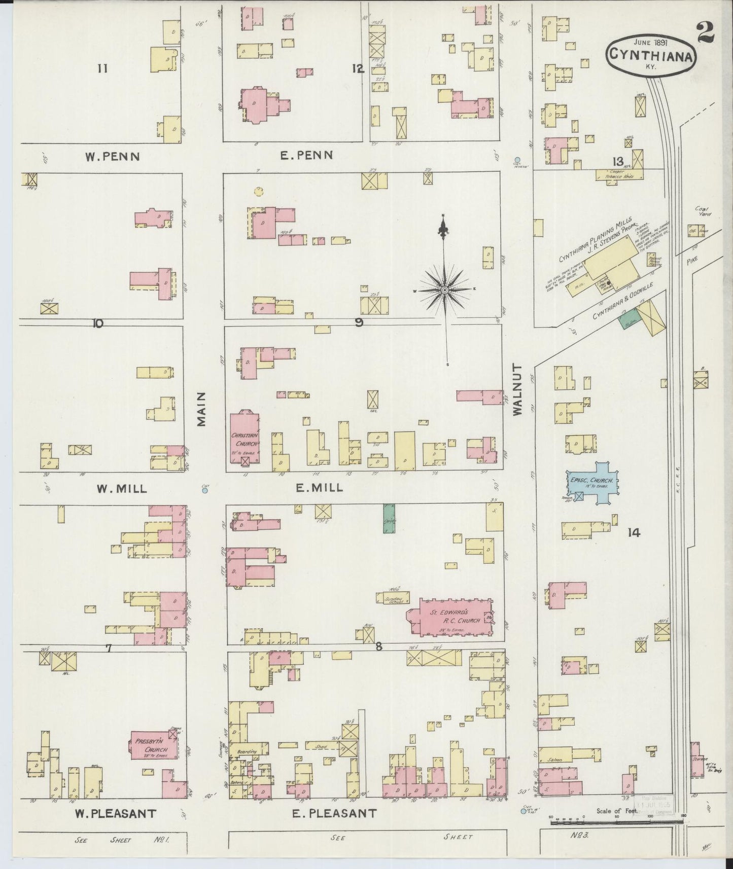 Sanborn Fire Insurance Map from Cynthiana, Harrison County, Kentucky (1891), Sheet #0002 - Complete Map Set gallery image, historic Sanborn map, vintage wall art, Kentucky Kentucky