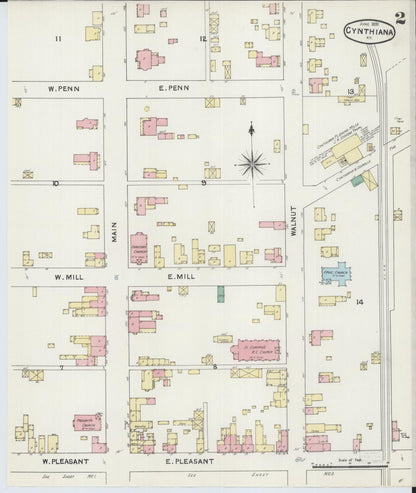 Sanborn Fire Insurance Map from Cynthiana, Harrison County, Kentucky (1891), Sheet #0002 - Complete Map Set gallery image, historic Sanborn map, vintage wall art, Kentucky Kentucky