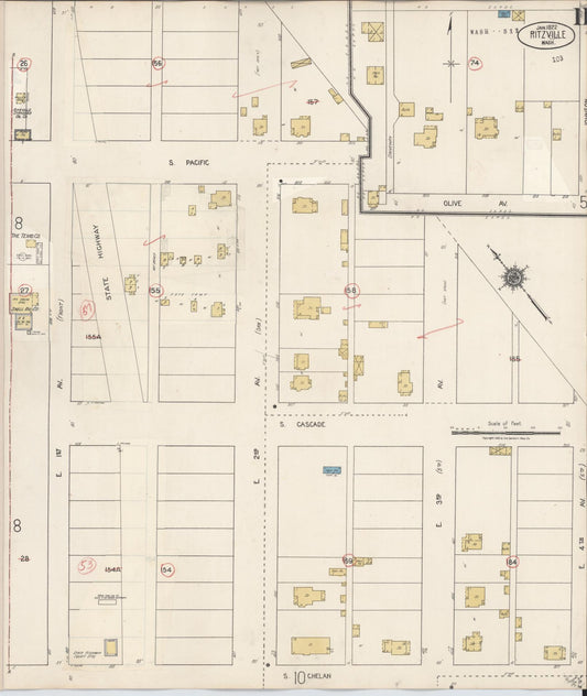 Sanborn Fire Insurance Map from Ritzville, Adams County, Washington (1939), Sheet #0011 - Historic Sanborn Fire Insurance Map Print, vintage old map wall art, antique decor, genealogy gift, Washington Washington map
