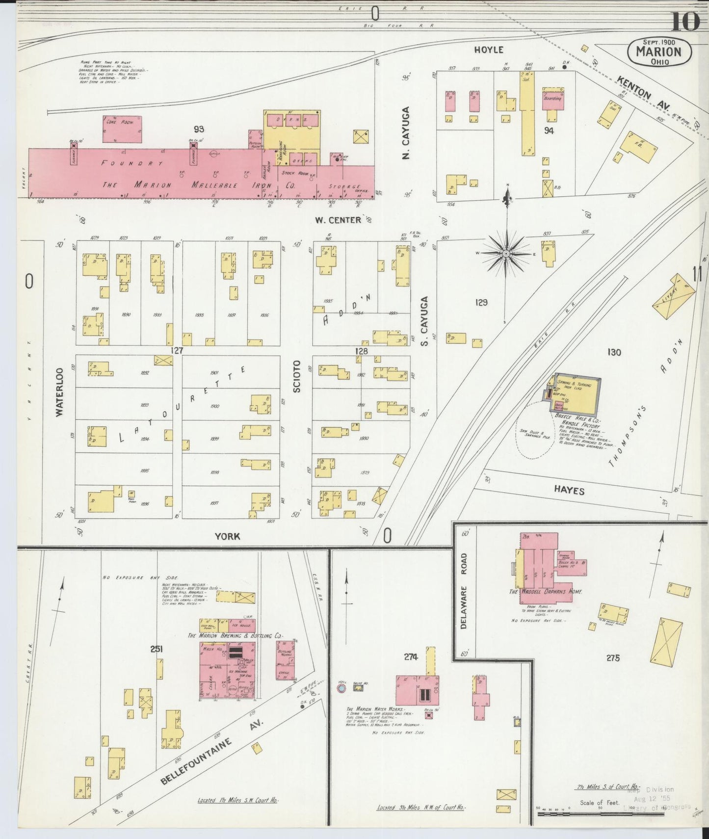 Sanborn Fire Insurance Map from Marion, Marion County, Ohio (1900), Sheet #0010 - Historic Sanborn Fire Insurance Map Print, vintage old map wall art, antique decor, genealogy gift, Ohio Ohio map