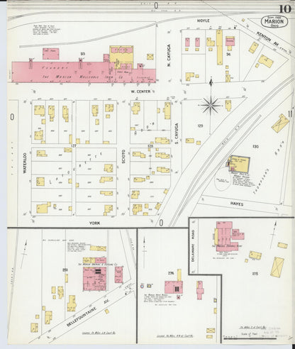Sanborn Fire Insurance Map from Marion, Marion County, Ohio (1900), Sheet #0010 - Historic Sanborn Fire Insurance Map Print, vintage old map wall art, antique decor, genealogy gift, Ohio Ohio map