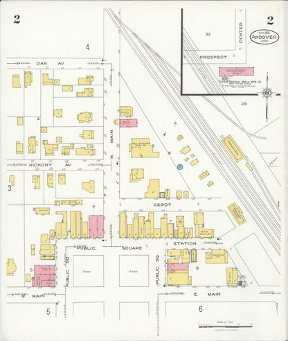 Sanborn Fire Insurance Map from Andover, Ashtabula County, Ohio (1926), Sheet #0002 - Historic Sanborn Fire Insurance Map Print, vintage old map wall art, antique decor, genealogy gift, Ohio Ohio map