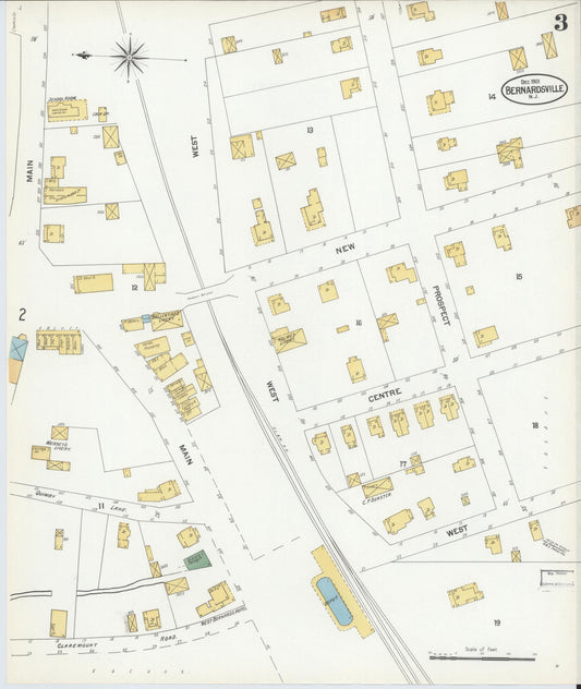 Sanborn Fire Insurance Map from Bernardsville, Somerset County, New Jersey (1901), Sheet #0003 - Historic Sanborn Fire Insurance Map Print, vintage old map wall art, antique decor, genealogy gift, New Jersey New Jersey map