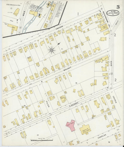 Sanborn Fire Insurance Map from Luzerne, Luzerne County, Pennsylvania (1896), Sheet #0003 - Complete Map Set gallery image, historic Sanborn map, vintage wall art, Pennsylvania Pennsylvania