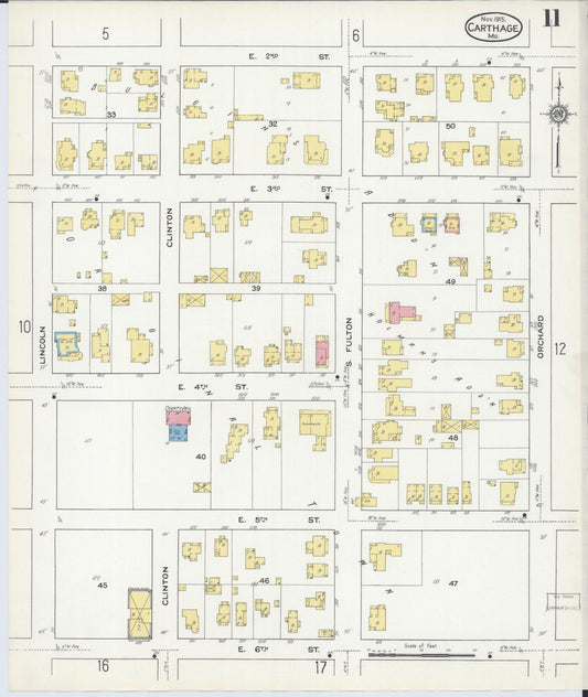 Sanborn Fire Insurance Map from Carthage, Jasper County, Missouri (1915), Sheet #0011 - Historic Sanborn Fire Insurance Map Print, vintage old map wall art, antique decor, genealogy gift, Missouri Missouri map
