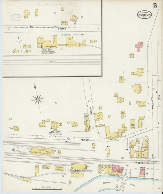Sanborn Fire Insurance Map from Addison, Steuben County, New York (1898), Sheet #0005 - Historic Sanborn Fire Insurance Map Print, vintage old map wall art, antique decor, genealogy gift, New York New York map