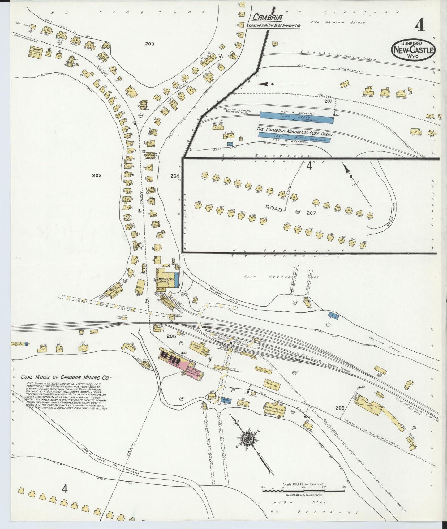Sanborn Fire Insurance Map from Newcastle, Weston County, Wyoming (1920), Sheet #0004 - Complete Map Set gallery image, historic Sanborn map, vintage wall art, Wyoming Wyoming