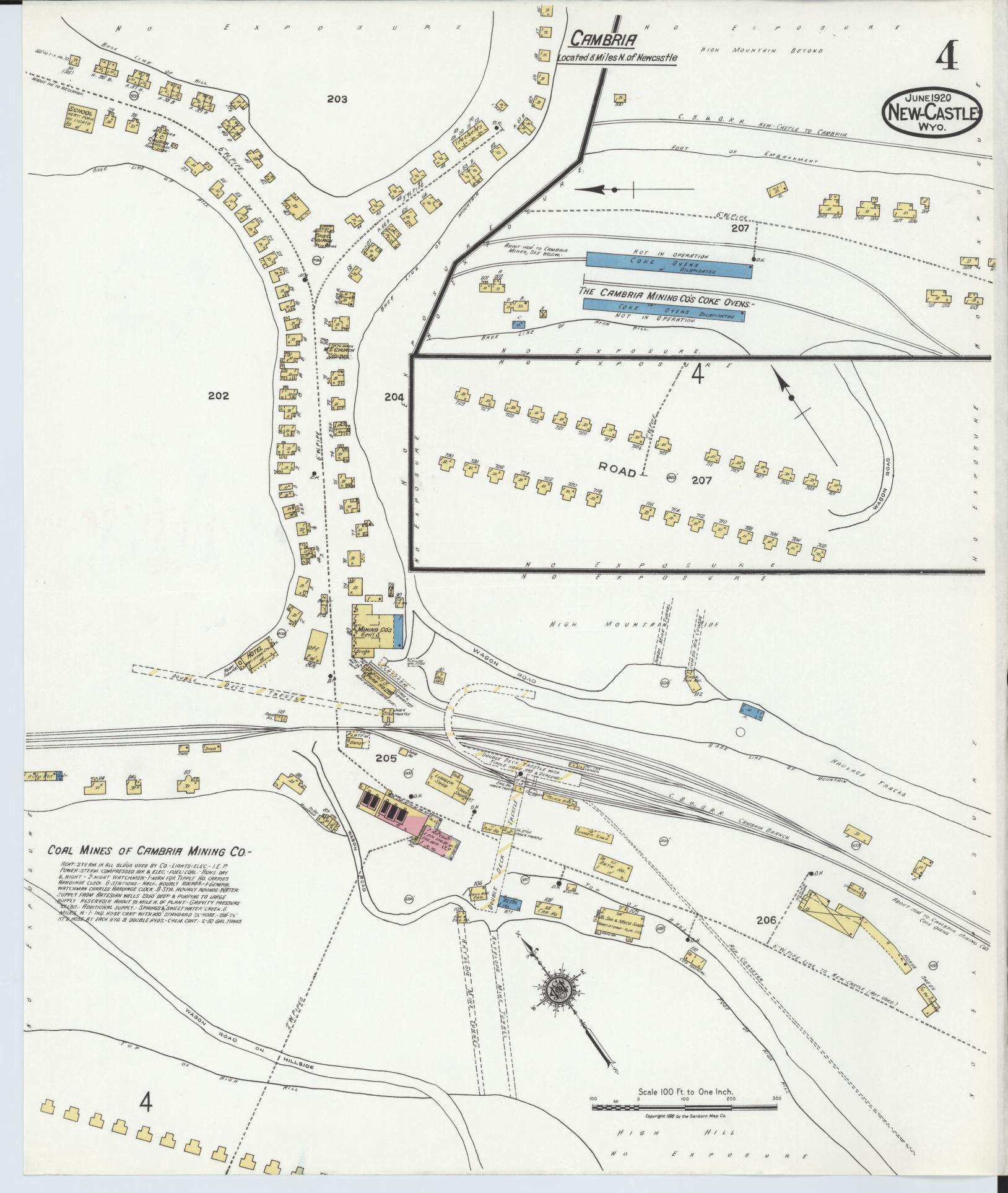 Sanborn Fire Insurance Map from Newcastle, Weston County, Wyoming (1920), Sheet #0004 - Complete Map Set gallery image, historic Sanborn map, vintage wall art, Wyoming Wyoming