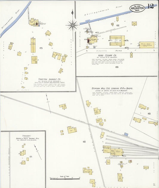Sanborn Fire Insurance Map from Arlington, Snohomish County, Washington (1909), Sheet #0012 - Historic Sanborn Fire Insurance Map Print, vintage old map wall art, antique decor, genealogy gift, Washington Washington map