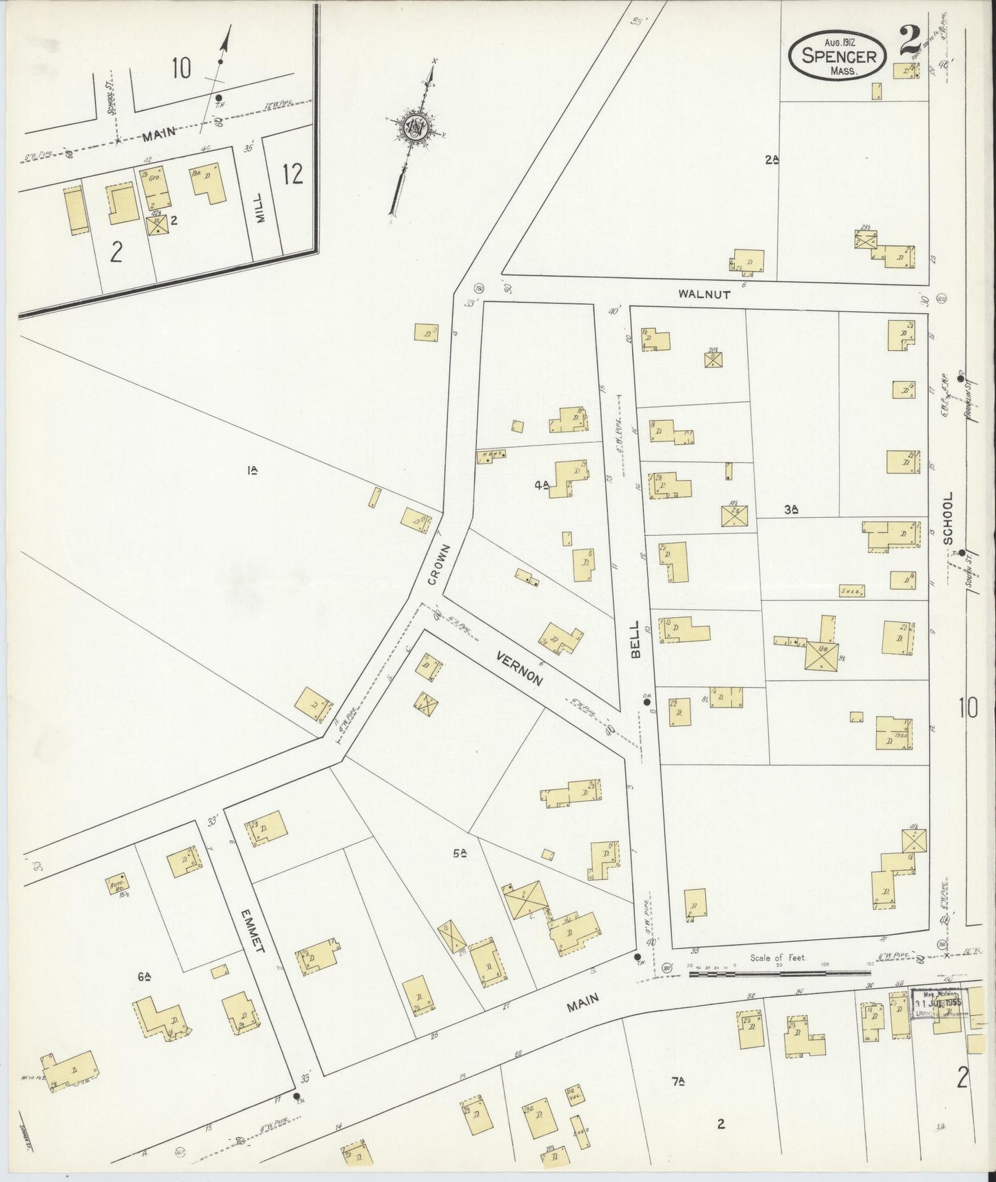 Sanborn Fire Insurance Map from Spencer, Worcester County, Massachusetts (1912), Sheet #0002 - Complete Map Set gallery image, historic Sanborn map, vintage wall art, Massachusetts Massachusetts