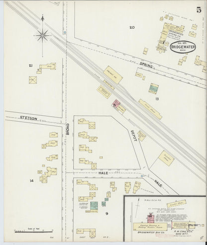 Sanborn Fire Insurance Map from Bridgewater, Plymouth County, Massachusetts (1891), Sheet #0005 - Complete Map Set gallery image, historic Sanborn map, vintage wall art, Massachusetts Massachusetts