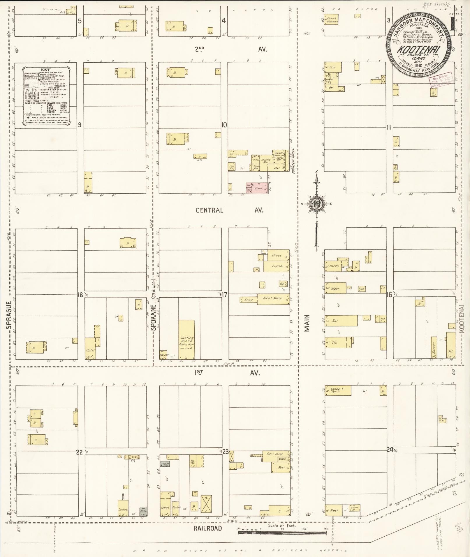 Sanborn Fire Insurance Map from Kootenai, Bonner County, Idaho (1910), Sheet #0001 - Historic Sanborn Fire Insurance Map Print, vintage old map wall art, antique decor, genealogy gift, Idaho Idaho map
