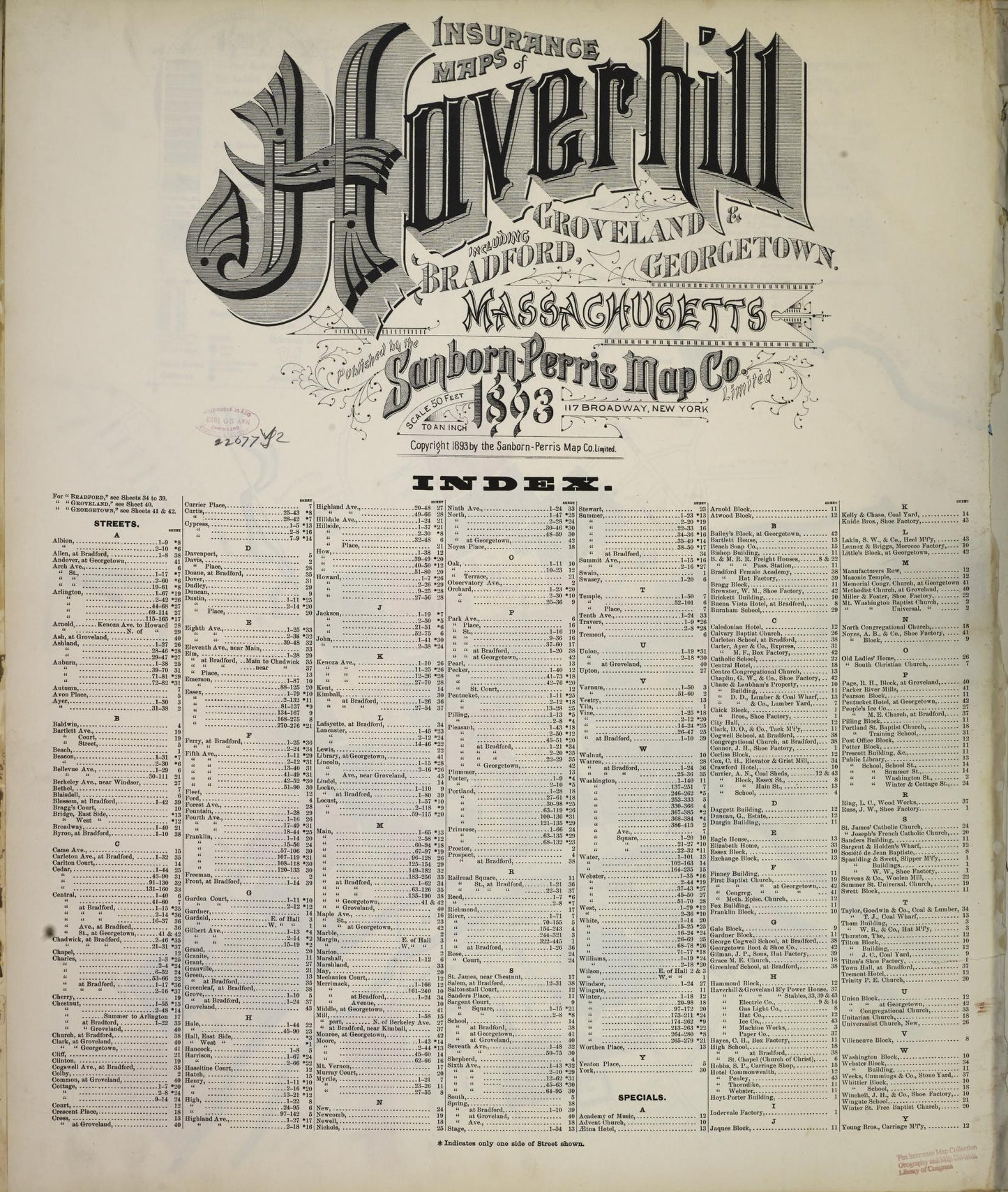 Sanborn Fire Insurance Map from Haverhill, Essex County, Massachusetts (1893), Sheet #0001 - Historic Sanborn Fire Insurance Map Print, vintage old map wall art, antique decor, genealogy gift, Massachusetts Massachusetts map