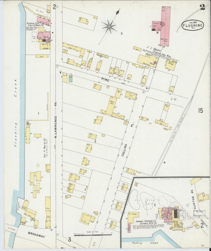 Sanborn Fire Insurance Map from Flushing, Queens County, New York (1897), Sheet #0002 - Historic Sanborn Fire Insurance Map Print, vintage old map wall art, antique decor, genealogy gift, New York New York map