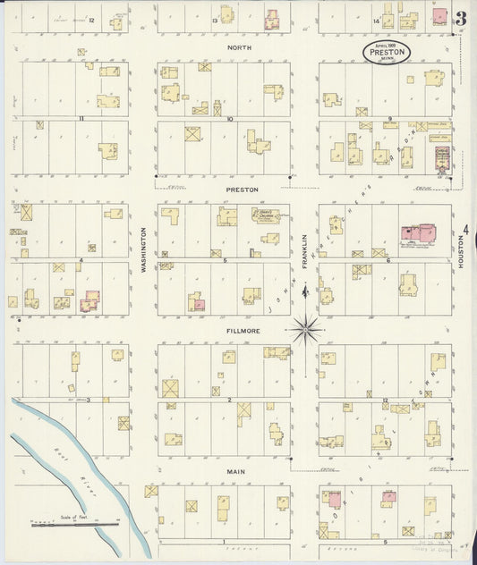 Sanborn Fire Insurance Map from Preston, Fillmore County, Minnesota (1909), Sheet #0003 - Historic Sanborn Fire Insurance Map Print, vintage old map wall art, antique decor, genealogy gift, Minnesota Minnesota map