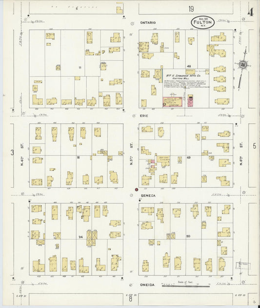 Sanborn Fire Insurance Map from Fulton, Oswego County, New York (1911), Sheet #0004 - Historic Sanborn Fire Insurance Map Print, vintage old map wall art, antique decor, genealogy gift, New York New York map