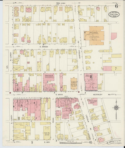 Sanborn Fire Insurance Map from Salem, Columbiana County, Ohio (1915), Sheet #0006 - Complete Map Set gallery image, historic Sanborn map, vintage wall art, Ohio Ohio