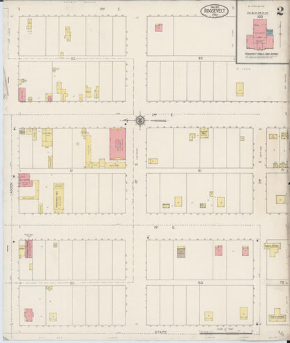 Sanborn Fire Insurance Map from Roosevelt, Duchesne County, Utah (1917), Sheet #0002 - Complete Map Set gallery image, historic Sanborn map, vintage wall art, Utah Utah