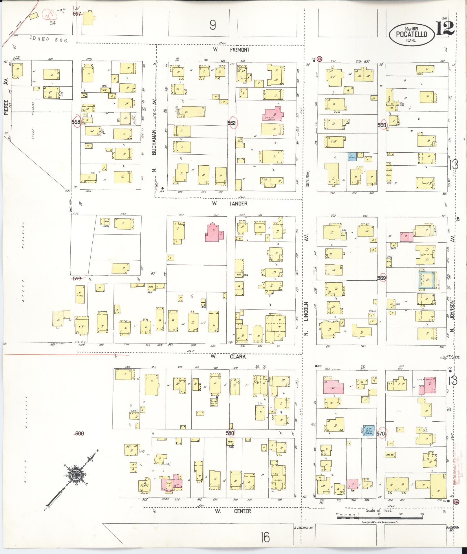 Sanborn Fire Insurance Map from Pocatello, Bannock County, Idaho (1948), Sheet #0012 - Complete Map Set gallery image, historic Sanborn map, vintage wall art, Idaho Idaho