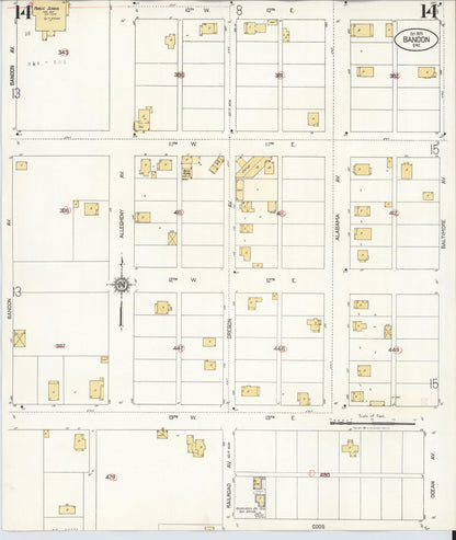 Sanborn Fire Insurance Map from Bandon, Coos County, Oregon (1931), Sheet #0014 - Complete Map Set gallery image, historic Sanborn map, vintage wall art, Oregon Oregon