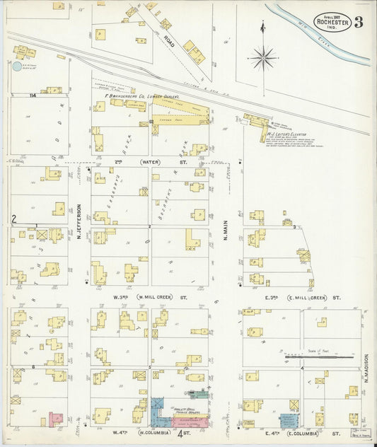 Sanborn Fire Insurance Map from Rochester, Fulton County, Indiana (1907), Sheet #0003 - Historic Sanborn Fire Insurance Map Print, vintage old map wall art, antique decor, genealogy gift, Indiana Indiana map