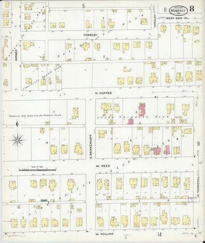 Sanborn Fire Insurance Map from Moberly, Randolph County, Missouri (1909), Sheet #0008 - Complete Map Set gallery image, historic Sanborn map, vintage wall art, Missouri Missouri