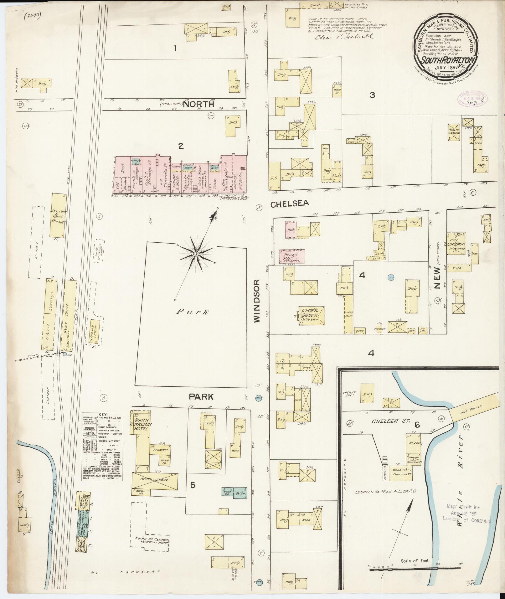 Sanborn Fire Insurance Map from South Royalton, Windsor County, Vermont. (1887) – Historic Sanborn Fire Insurance Map Print