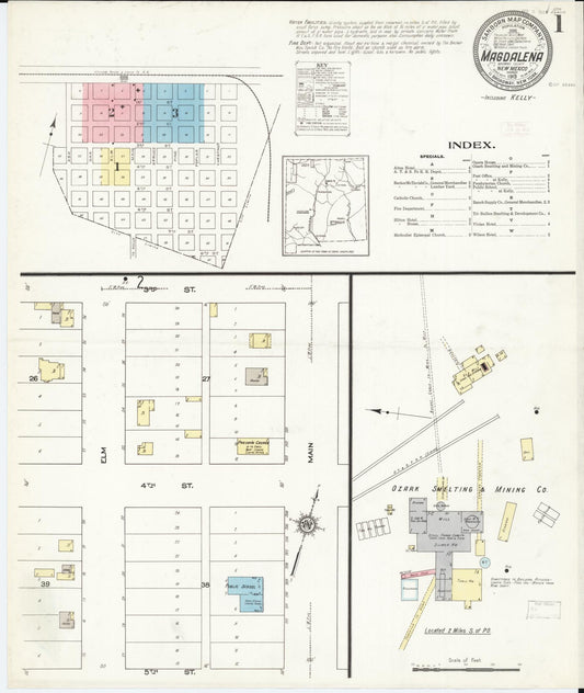 Sanborn Fire Insurance Map from Magdalena, Socorro County, New Mexico (1913), Sheet #0001 - Complete Map Set gallery image, historic Sanborn map, vintage wall art, New Mexico New Mexico