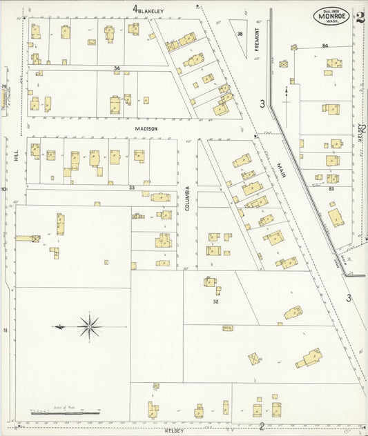 Sanborn Fire Insurance Map from Monroe, Snohomish County, Washington (1908), Sheet #0002 - Historic Sanborn Fire Insurance Map Print, vintage old map wall art, antique decor, genealogy gift, Washington Washington map