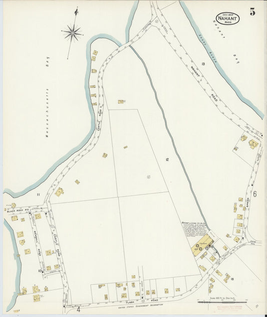 Sanborn Fire Insurance Map from Nahant, Essex County, Massachusetts (1907), Sheet #0005 - Historic Sanborn Fire Insurance Map Print, vintage old map wall art, antique decor, genealogy gift, Massachusetts Massachusetts map