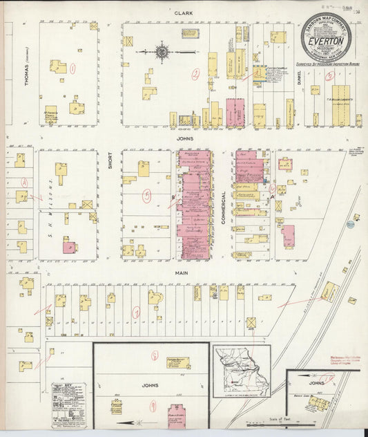 Sanborn Fire Insurance Map from Everton, Dade County, Missouri (1921), Sheet #0001 - Historic Sanborn Fire Insurance Map Print, vintage old map wall art, antique decor, genealogy gift, Missouri Missouri map