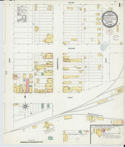 Sanborn Fire Insurance Map from Clark, Clark County, South Dakota (1898), Sheet #0001 - Complete Map Set gallery image, historic Sanborn map, vintage wall art, South Dakota South Dakota