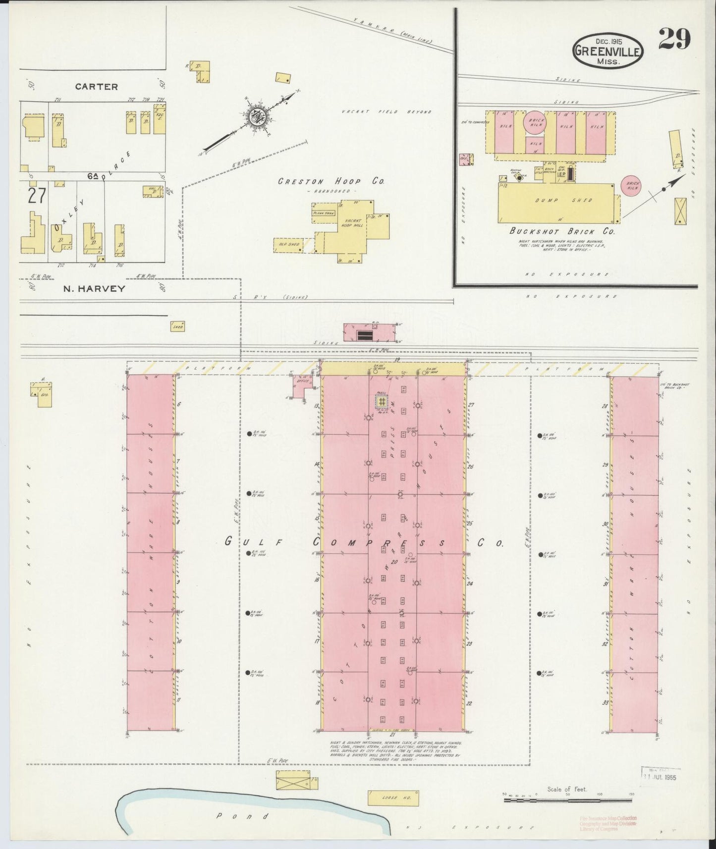 Sanborn Fire Insurance Map from Greenville, Washington County, Mississippi (1915), Sheet #0029 - Historic Sanborn Fire Insurance Map Print, vintage old map wall art, antique decor, genealogy gift, Mississippi Mississippi map