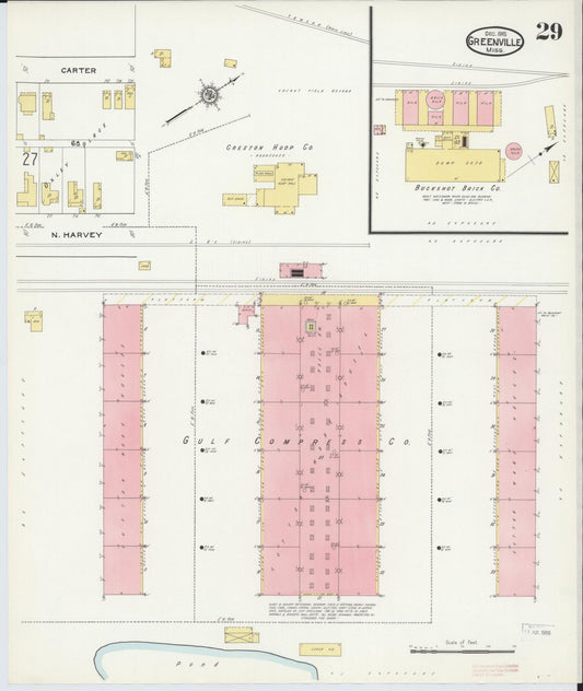 Sanborn Fire Insurance Map from Greenville, Washington County, Mississippi (1915), Sheet #0029 - Historic Sanborn Fire Insurance Map Print, vintage old map wall art, antique decor, genealogy gift, Mississippi Mississippi map
