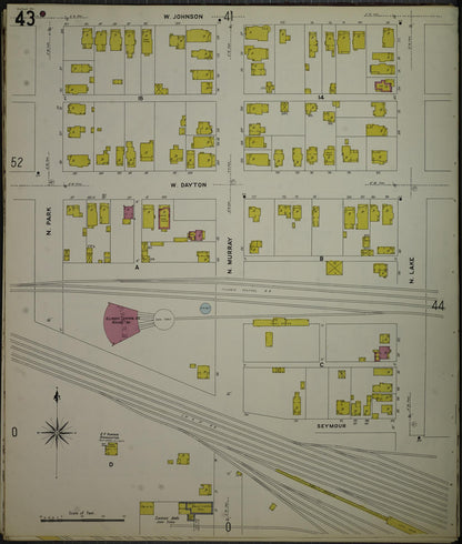 Sanborn Fire Insurance Map from Madison, Dane County, Wisconsin (1908), Sheet #0043 - Complete Map Set gallery image, historic Sanborn map, vintage wall art, Wisconsin Wisconsin