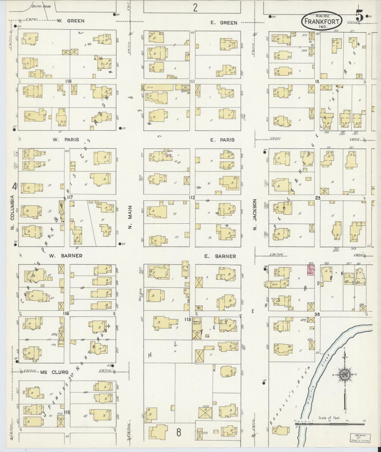 Sanborn Fire Insurance Map from Frankfort, Clinton County, Indiana (1912), Sheet #0005 - Complete Map Set gallery image, historic Sanborn map, vintage wall art, Indiana Indiana