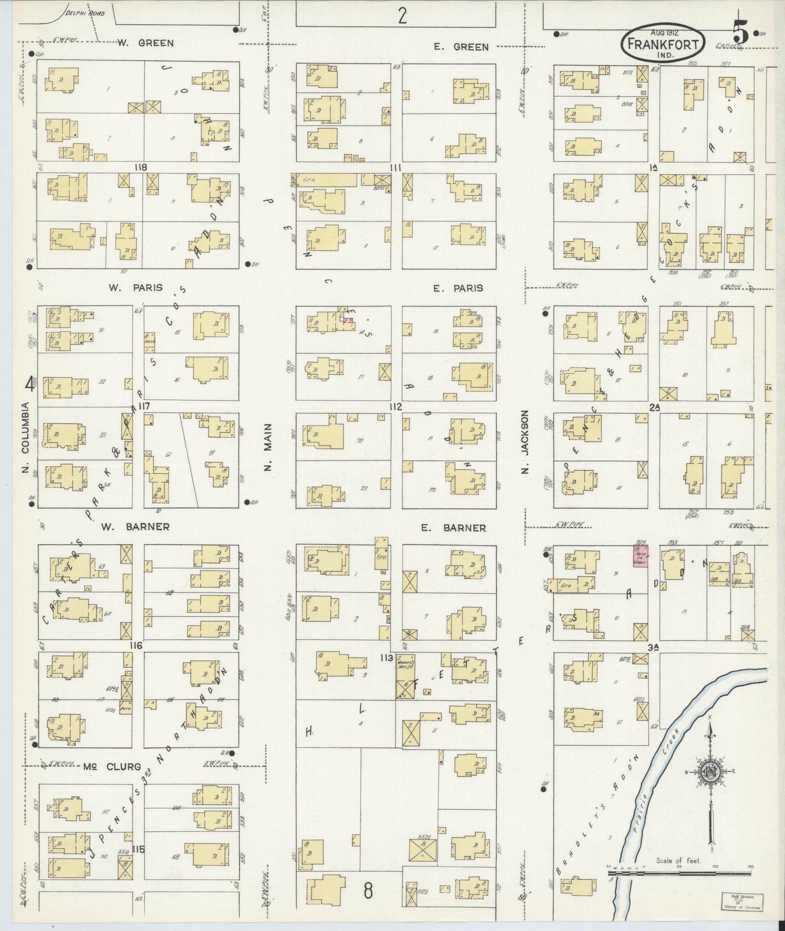 Sanborn Fire Insurance Map from Frankfort, Clinton County, Indiana (1912), Sheet #0005 - Complete Map Set gallery image, historic Sanborn map, vintage wall art, Indiana Indiana